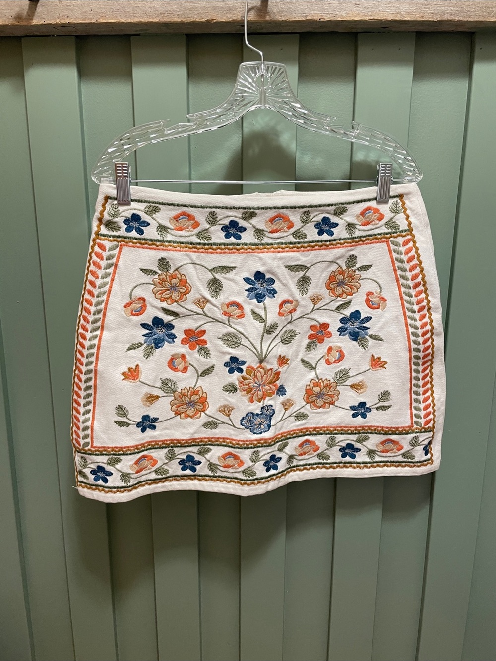 Mi Ami Francesca’s Floral Embroidered A Line Mini Skirt Large